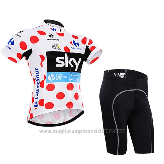 2015 Abbigliamento Ciclismo Sky Lider Bianco e Rosso Manica Corta e Salopette